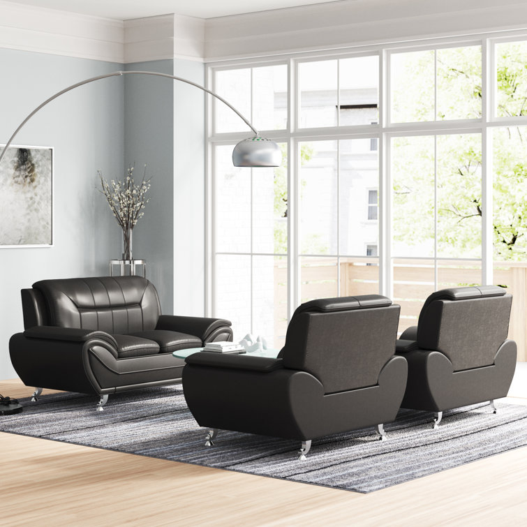 Wade Logan® Hambly 3 Piece Faux Leather Living Room Set & Reviews Wayfair